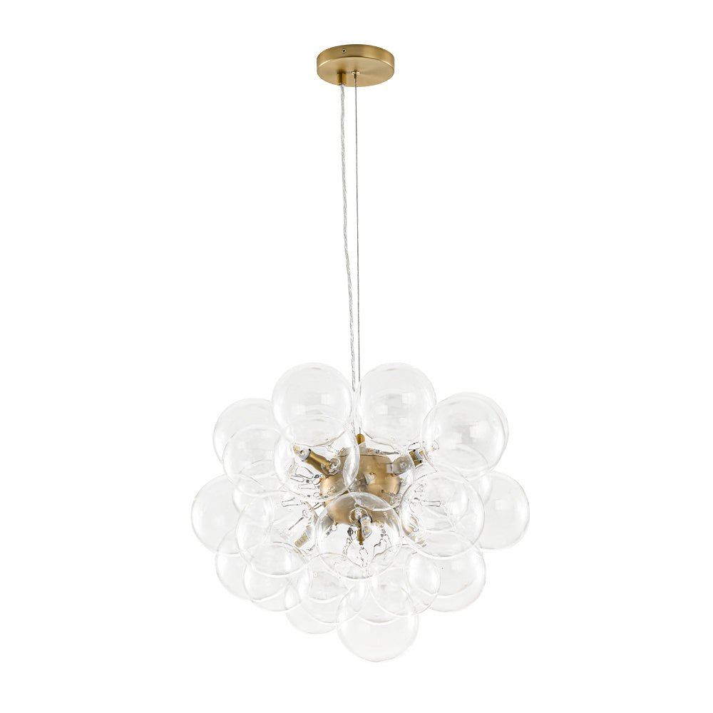 Multi-Sphere Glass Ceiling Fixture 20 in Brushed Metal Finish Adjustable Height 6-Light G9 for Dining Room Kitchen Island Contemporary Home