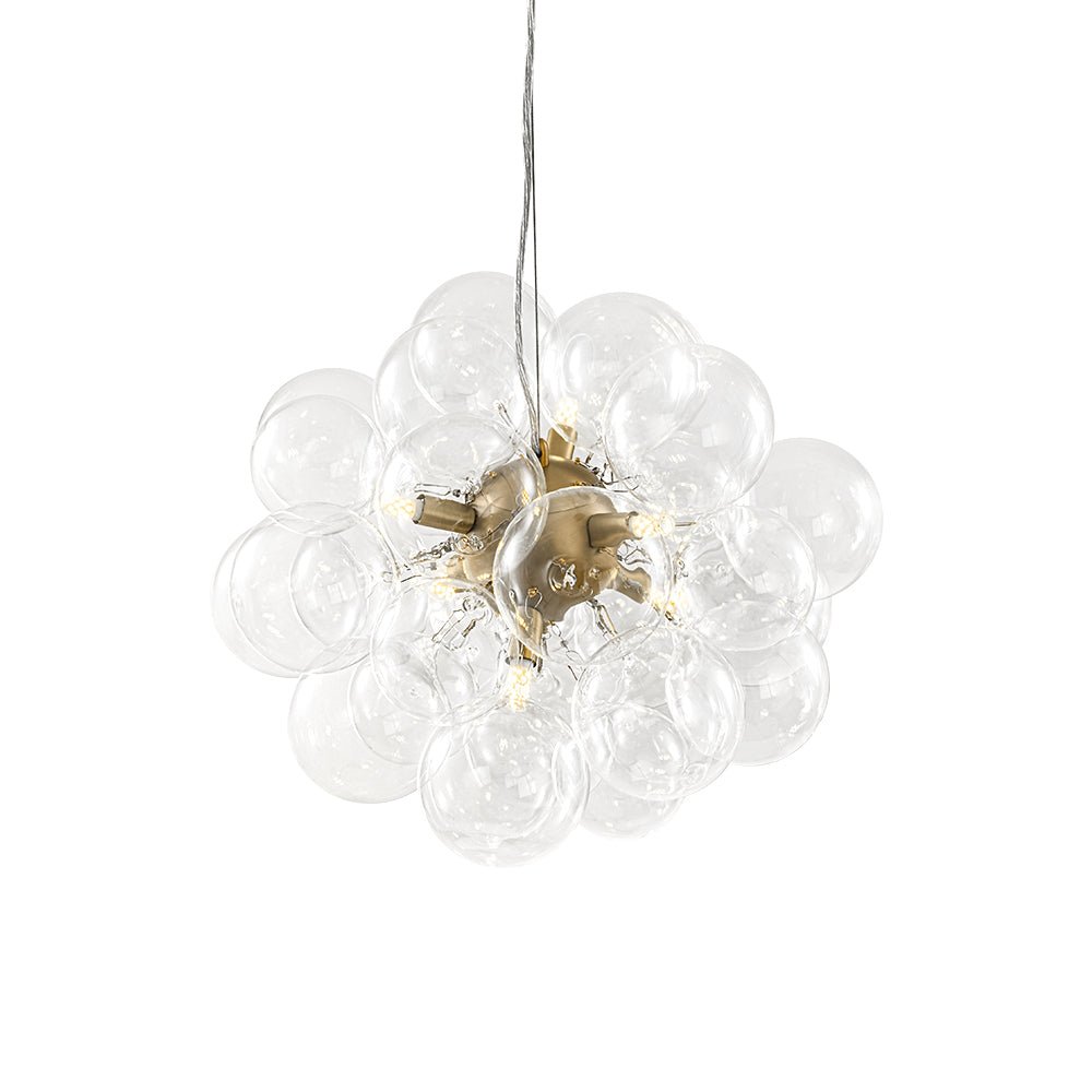 Multi-Sphere Glass Ceiling Fixture 20 in Brushed Metal Finish Adjustable Height 6-Light G9 for Dining Room Kitchen Island Contemporary Home