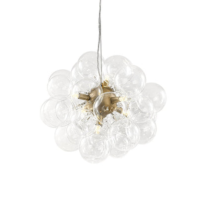 Multi-Sphere Glass Ceiling Fixture 20 in Brushed Metal Finish Adjustable Height 6-Light G9 for Dining Room Kitchen Island Contemporary Home