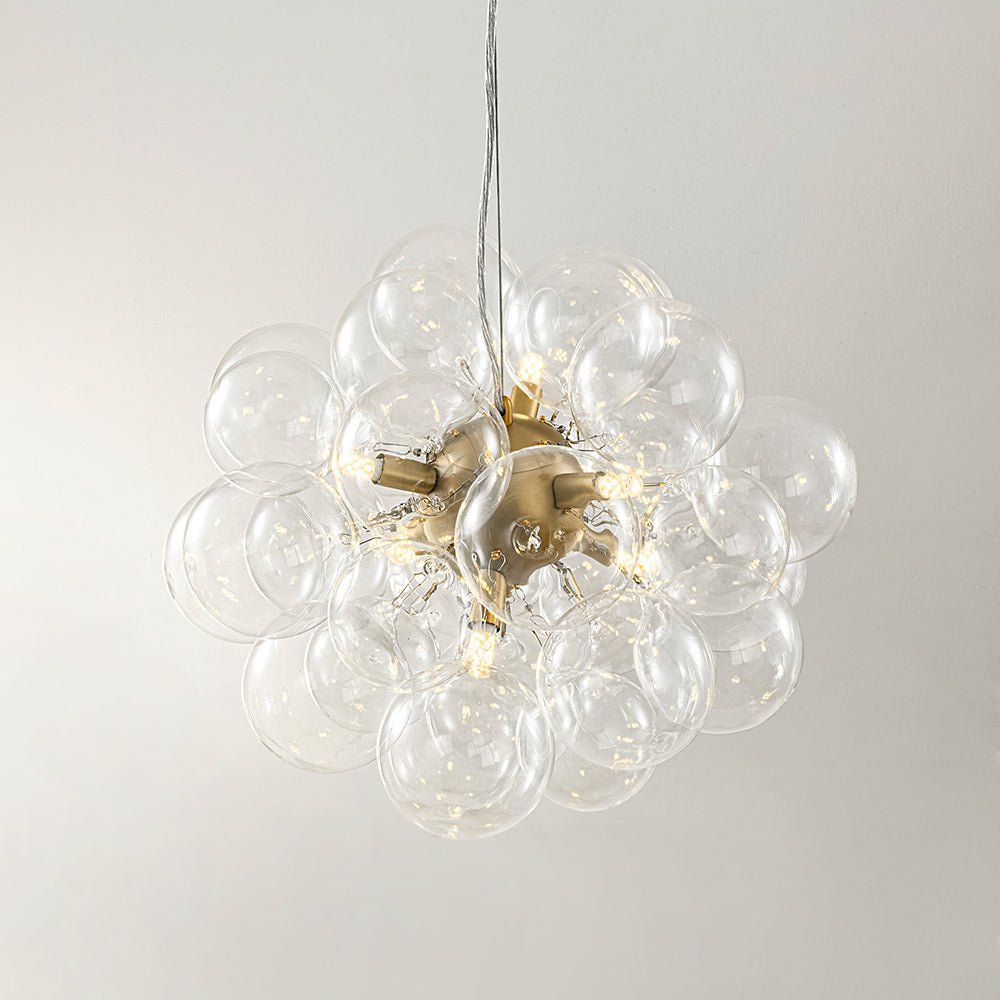 Multi-Sphere Glass Ceiling Fixture 20 in Brushed Metal Finish Adjustable Height 6-Light G9 for Dining Room Kitchen Island Contemporary Home