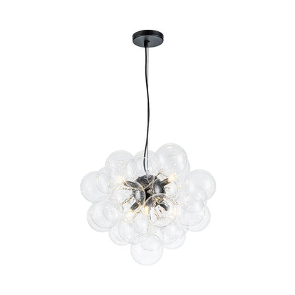Multi-Sphere Glass Ceiling Fixture 20 in Brushed Metal Finish Adjustable Height 6-Light G9 for Dining Room Kitchen Island Contemporary Home