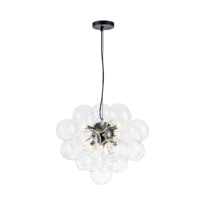 Multi-Sphere Glass Ceiling Fixture 20 in Brushed Metal Finish Adjustable Height 6-Light G9 for Dining Room Kitchen Island Contemporary Home