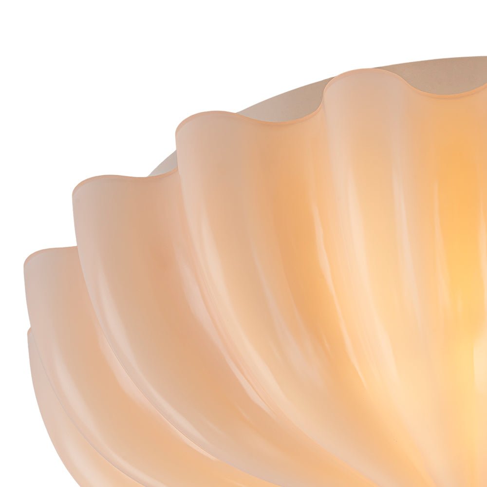 3-Light Floral Glass Ceiling Fixture, Scalloped Dome Shape, Blush or Cocoa Tone, Vintage-Inspired Semi-Flush Design for Bedroom, Nursery &