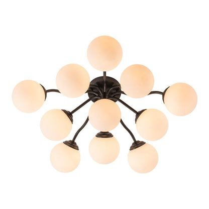 Starburst Ceiling Light with Frosted Globe Shades – Mid-Century Modern Semi-Flush Mount Fixture in Gold Tone