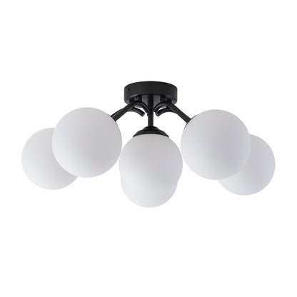 Starburst Ceiling Light with Frosted Globe Shades – Mid-Century Modern Semi-Flush Mount Fixture in Gold Tone