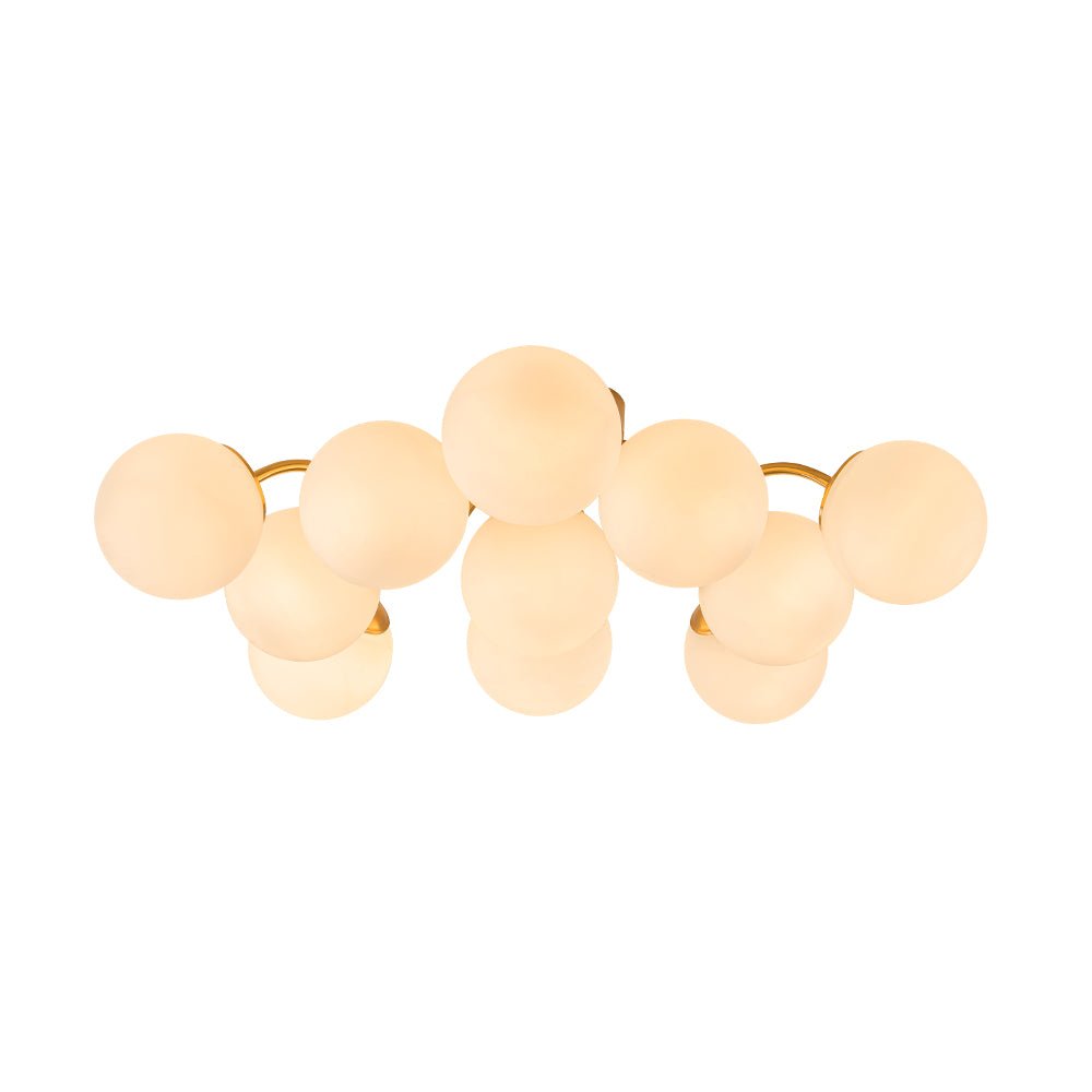 Starburst Ceiling Light with Frosted Globe Shades – Mid-Century Modern Semi-Flush Mount Fixture in Gold Tone