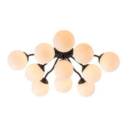 Starburst Ceiling Light with Frosted Globe Shades – Mid-Century Modern Semi-Flush Mount Fixture in Gold Tone