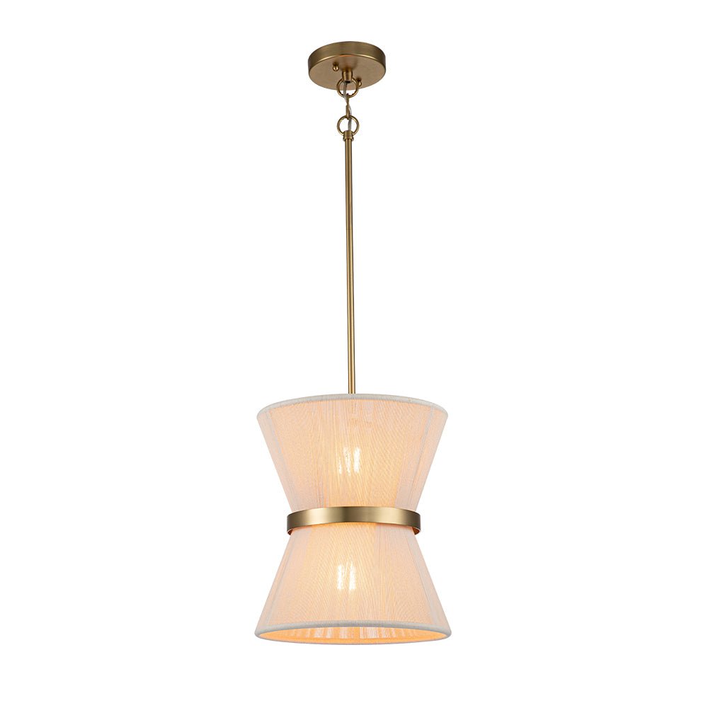 Woven Cotton Rope Drum Chandelier with Adjustable Height – 24 in Brushed Brass Fixture for Kitchen Island, Dining Table & Modern Farmhouse I