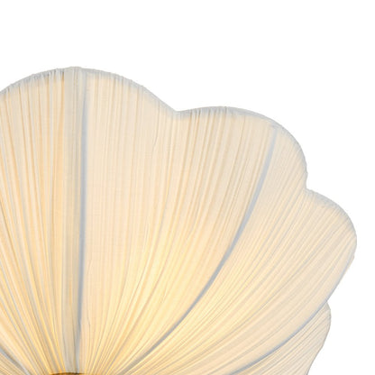Three-Light Ceiling Lamp with Gathered Fabric Dome and Brass Accents