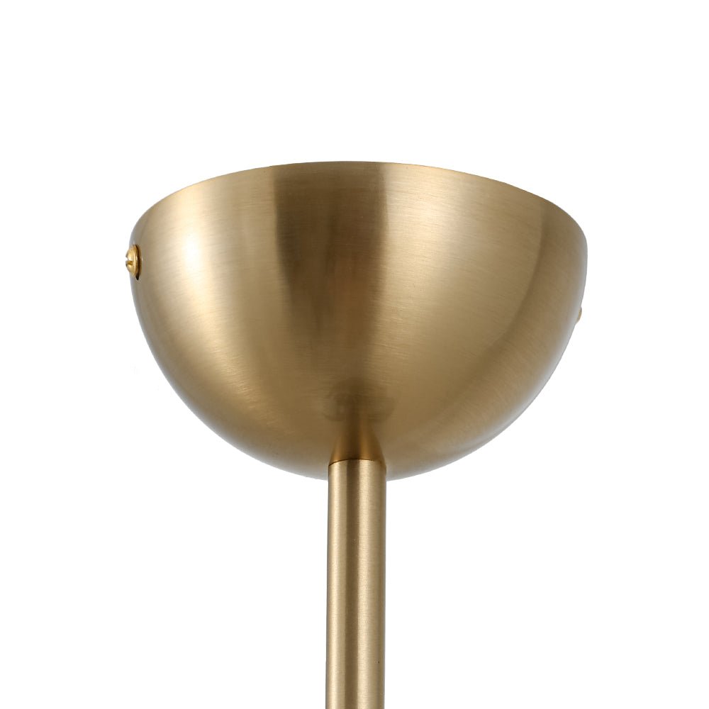 Three-Light Ceiling Lamp with Gathered Fabric Dome and Brass Accents