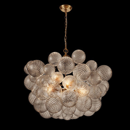 Multi-Globe Textured Glass Ceiling Fixture with Adjustable Chain Hardwired Dimmable Lighting for Dining Room Entryway Bedroom