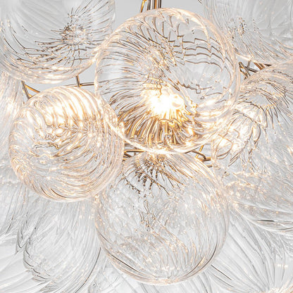 Multi-Globe Textured Glass Ceiling Fixture with Adjustable Chain Hardwired Dimmable Lighting for Dining Room Entryway Bedroom