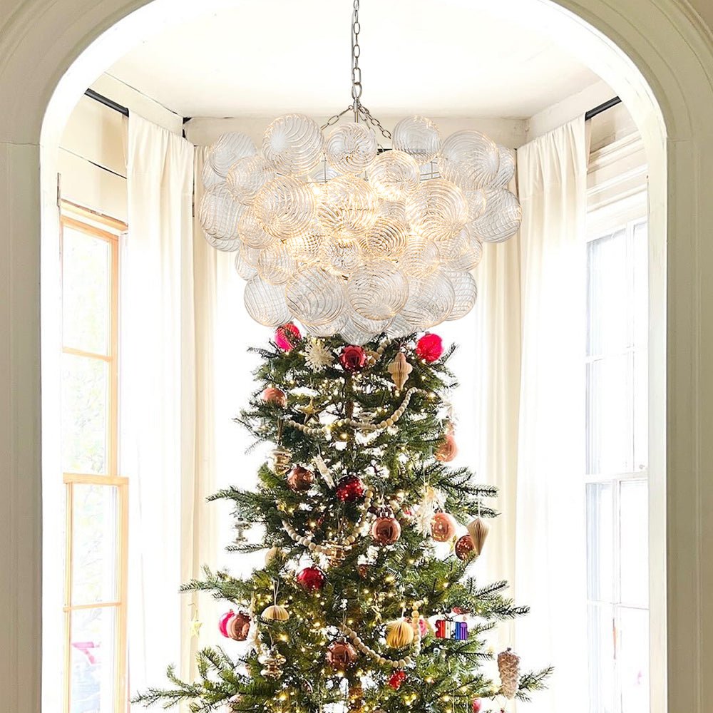Multi-Globe Textured Glass Ceiling Fixture with Adjustable Chain Hardwired Dimmable Lighting for Dining Room Entryway Bedroom