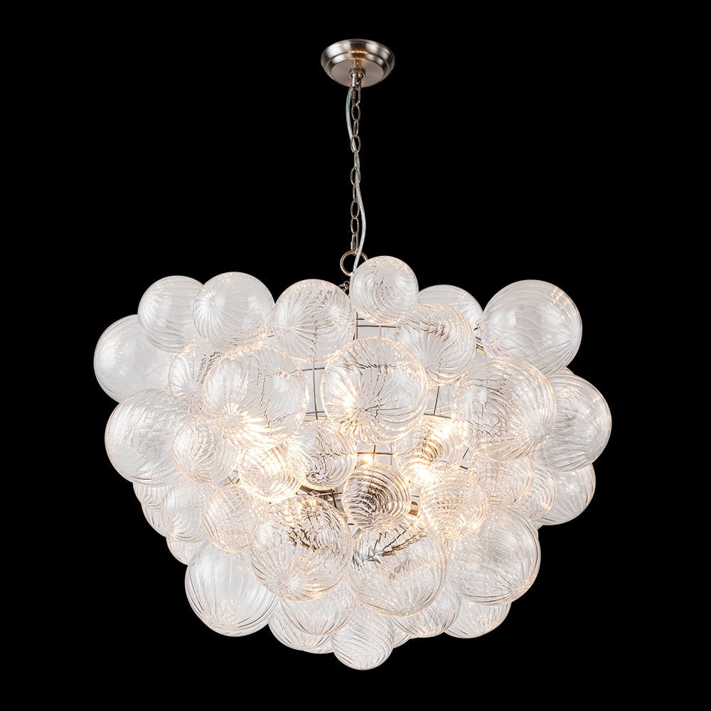Multi-Globe Textured Glass Ceiling Fixture with Adjustable Chain Hardwired Dimmable Lighting for Dining Room Entryway Bedroom