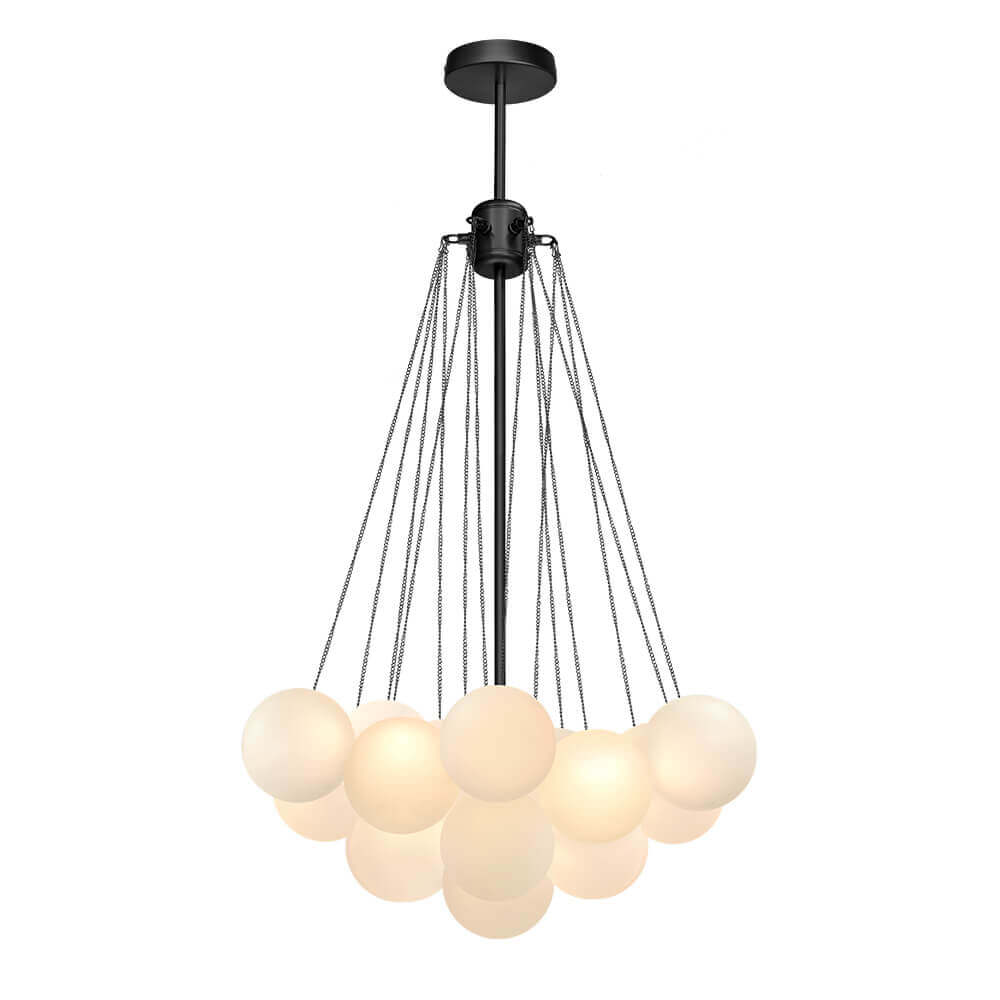 Matte Opal Globe Chandelier with Multiple Spheres – 3-Light Modern Ceiling Fixture for Dining Room & Living Room