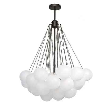 Matte Opal Globe Chandelier with Multiple Spheres – 3-Light Modern Ceiling Fixture for Dining Room & Living Room