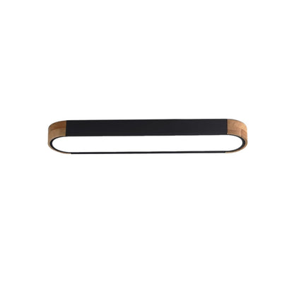 Plafonnier LED ovale fin avec détails en bois | Luminaire encastré à intensité variable pour salon et chambre | Lustre moderne extra-plat | Câblage fixe