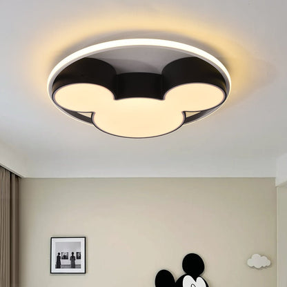 Dimmable LED Flush Mount Kids Room Light with Remote Control – Black & White Character-Inspired Fixture, 18 or 20 Inch, Adjustable Brightnes
