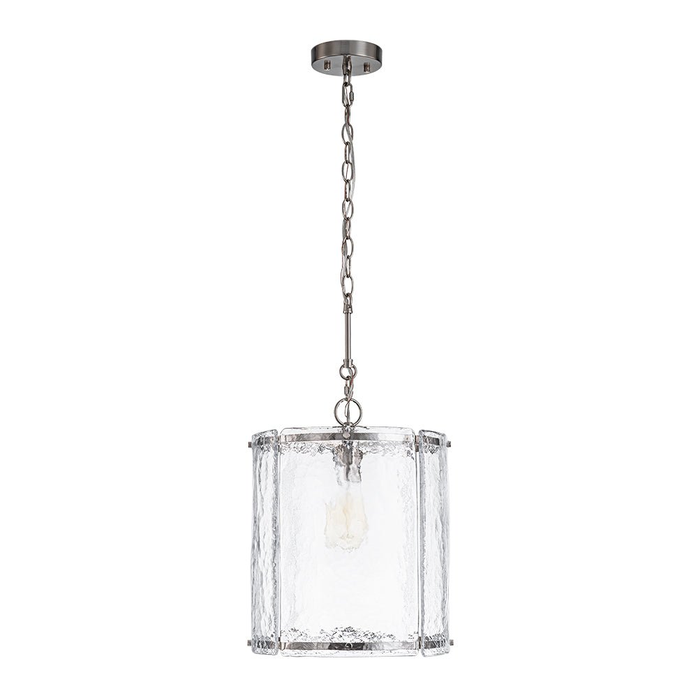 Single-Light Cylinder Glass Pendant with Metal Frame for Kitchen Island & Dining Room