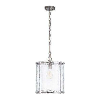 Single-Light Cylinder Glass Pendant with Metal Frame for Kitchen Island & Dining Room