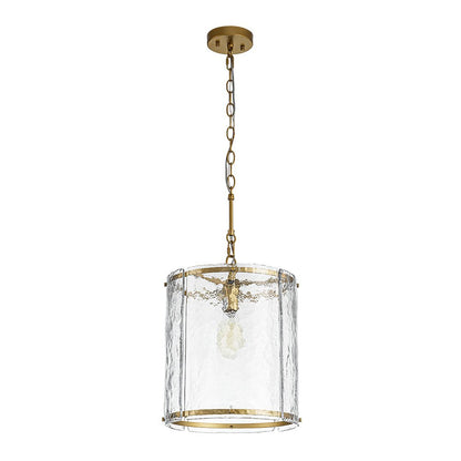 Single-Light Cylinder Glass Pendant with Metal Frame for Kitchen Island & Dining Room