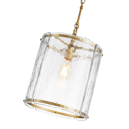 Single-Light Cylinder Glass Pendant with Metal Frame for Kitchen Island & Dining Room