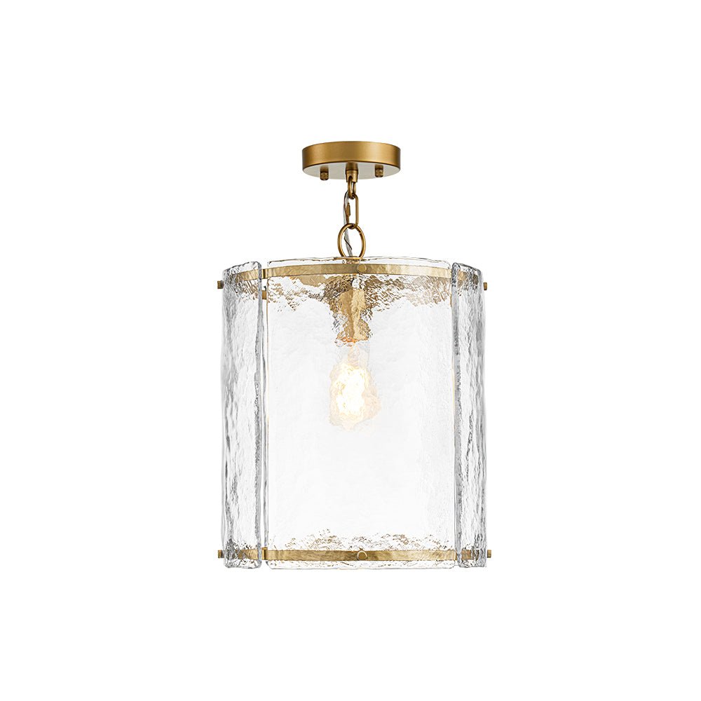 Single-Light Cylinder Glass Pendant with Metal Frame for Kitchen Island & Dining Room