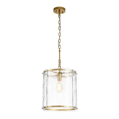 Single-Light Cylinder Glass Pendant with Metal Frame for Kitchen Island & Dining Room