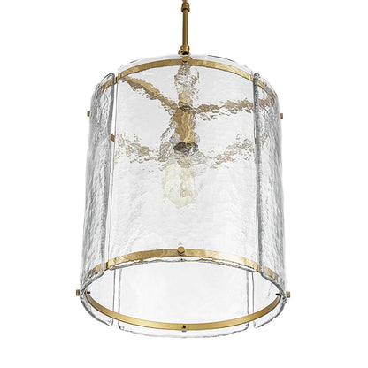 Single-Light Cylinder Glass Pendant with Metal Frame for Kitchen Island & Dining Room