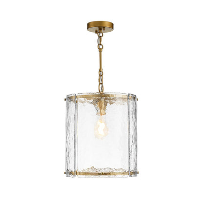 Single-Light Cylinder Glass Pendant with Metal Frame for Kitchen Island & Dining Room