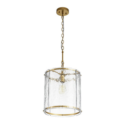 Single-Light Cylinder Glass Pendant with Metal Frame for Kitchen Island & Dining Room
