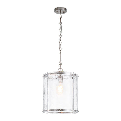 Single-Light Cylinder Glass Pendant with Metal Frame for Kitchen Island & Dining Room