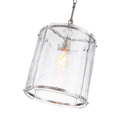 Single-Light Cylinder Glass Pendant with Metal Frame for Kitchen Island & Dining Room
