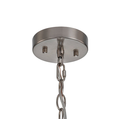 Ribbed Glass Cage Hanging Light 13 in Brass or Nickel for Kitchen Counter & Dining Table with Adjustable 79 in Chain