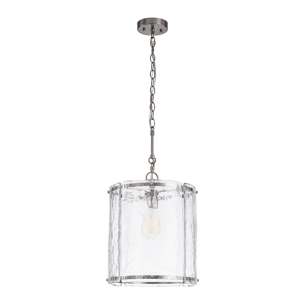 Single-Light Cylinder Glass Pendant with Metal Frame for Kitchen Island & Dining Room
