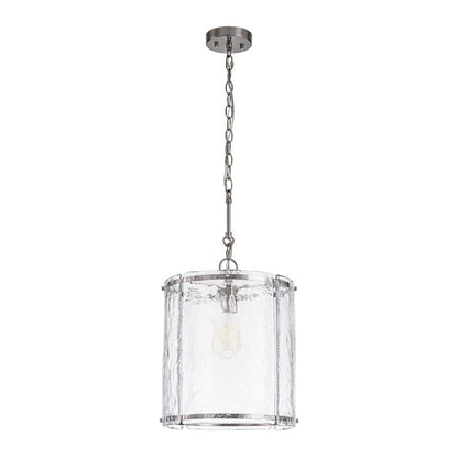 Single-Light Cylinder Glass Pendant with Metal Frame for Kitchen Island & Dining Room