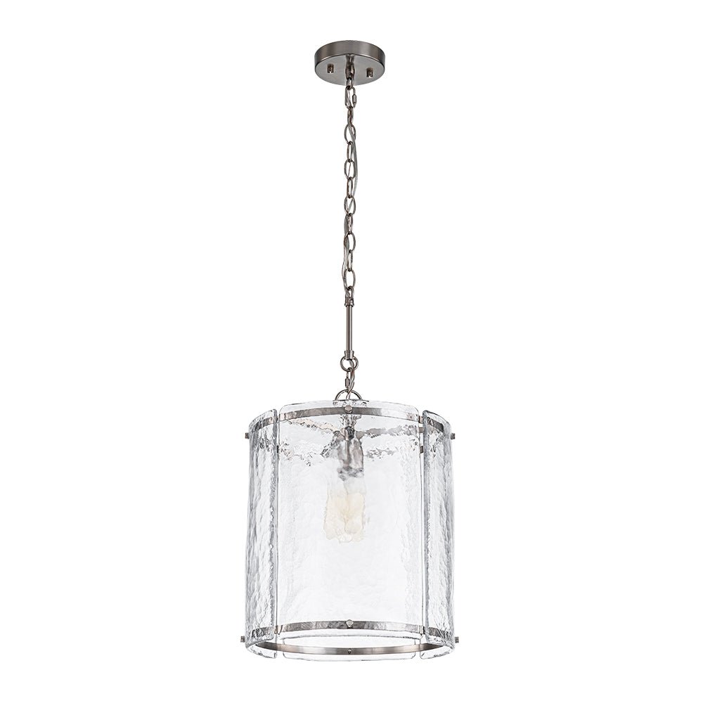 Single-Light Cylinder Glass Pendant with Metal Frame for Kitchen Island & Dining Room
