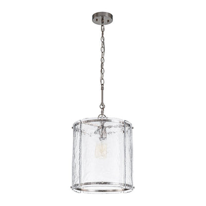 Single-Light Cylinder Glass Pendant with Metal Frame for Kitchen Island & Dining Room