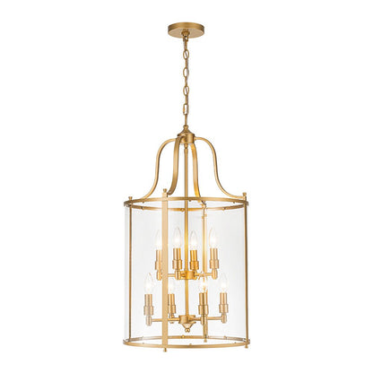 8-Light Farmhouse Cylinder Pendant Light with Clear Glass Shade for Kitchen Island & Dining Room