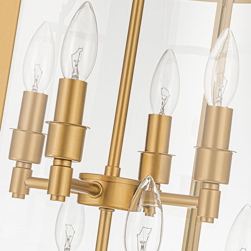 8-Light Farmhouse Cylinder Pendant Light with Clear Glass Shade for Kitchen Island & Dining Room