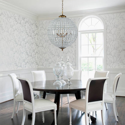 Lustre sphérique en cristal avec structure en laiton vieilli – Luminaire de plafond filaire pour salle à manger et entrée