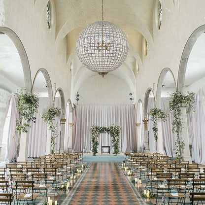 Lustre sphérique en cristal avec structure en laiton vieilli – Luminaire de plafond filaire pour salle à manger et entrée