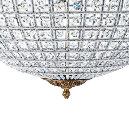 Lustre sphérique en cristal avec structure en laiton vieilli – Luminaire de plafond filaire pour salle à manger et entrée
