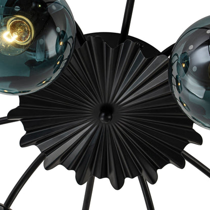 12-Arm Starburst Ceiling Light with Gradient Azure Sphere Shades & Metallic Finish for Entryway