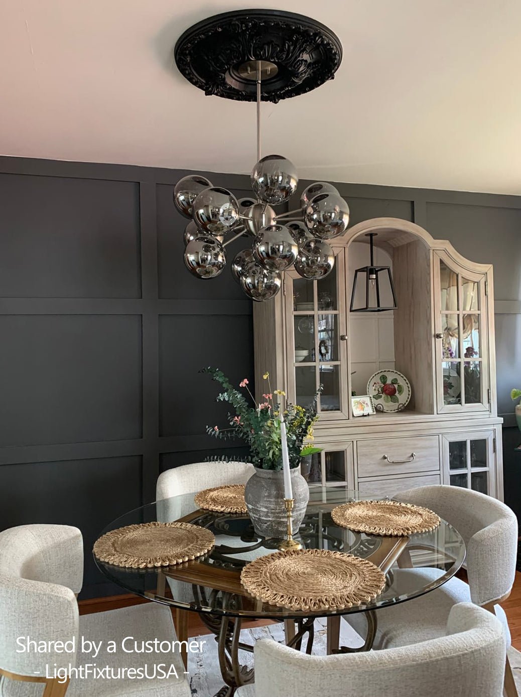 13-Light Sputnik Chandelier with Tinted Glass Globes, 24-Inch Diameter, Adjustable Height Dining Room Fixture for Mid-Century & Modern Homes