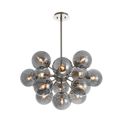 13-Light Sputnik Chandelier with Tinted Glass Globes, 24-Inch Diameter, Adjustable Height Dining Room Fixture for Mid-Century & Modern Homes