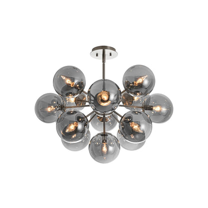 13-Light Sputnik Chandelier with Tinted Glass Globes, 24-Inch Diameter, Adjustable Height Dining Room Fixture for Mid-Century & Modern Homes