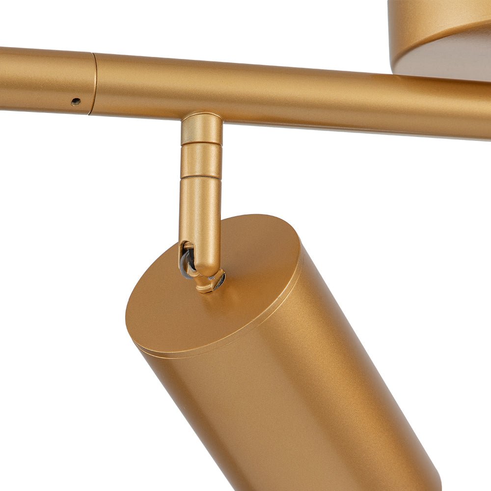 Track Lighting 4-Light Adjustable Spotlight Bar Gold Metal GU10 Ceiling Fixture for Kitchen Bedroom Living Room Office Task Accent Direction