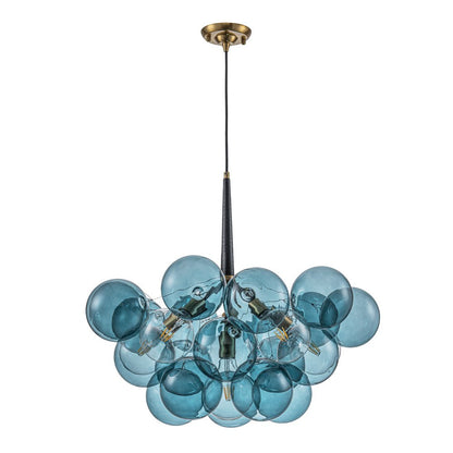 6-Light Sapphire Orb Suspended Fixture with Brass Hardware and LED Bulbs for Dining Room & Entryway