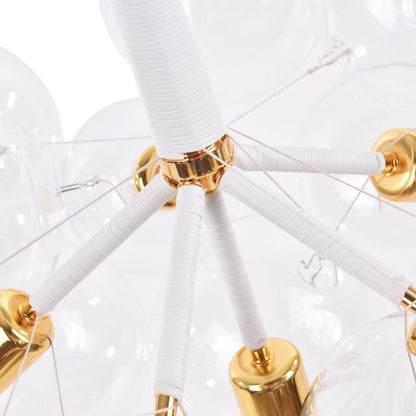 Multi-Globe Ceiling Light with Clear Glass Spheres and Metal Arms for Dining Room & Living Room
